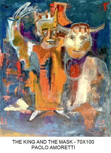 The King and the Mask Size: 70 W x 100 H x 2 D cm Paolo Amoretti https://www.saatchiart.com/art/Painting-The-King-andthe-Mask/916854/10259559/view